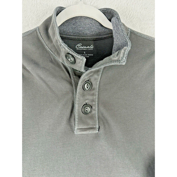 Casuals Roundtree & Yorke Men's L Gray Knit Button Pullover Sweater Henley Winte - Picture 3 of 13